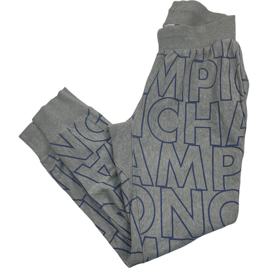 CHAMPION Reverse Weave Jogger Track Pants Grey Graphic Print Mens Medium