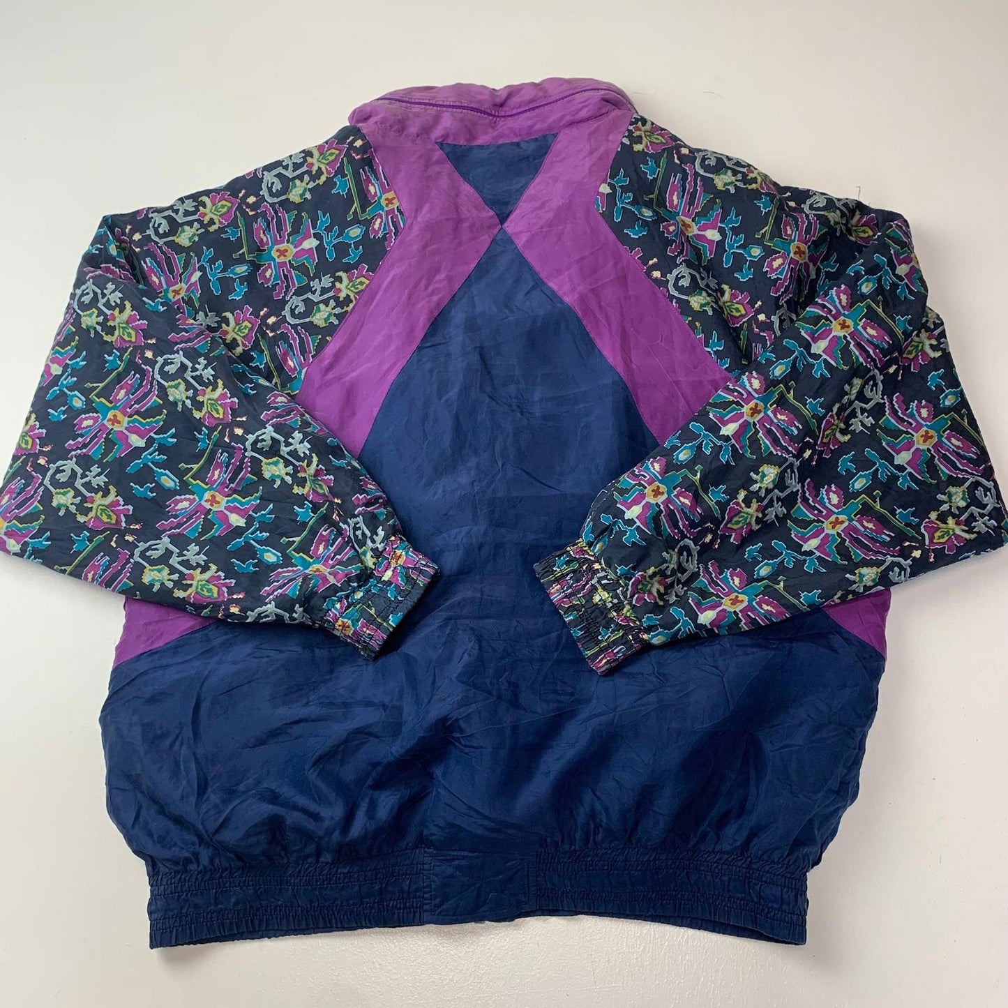 Janeve Windbreaker 80s Retro Multicolour Patterned Silk Men's M Jacket