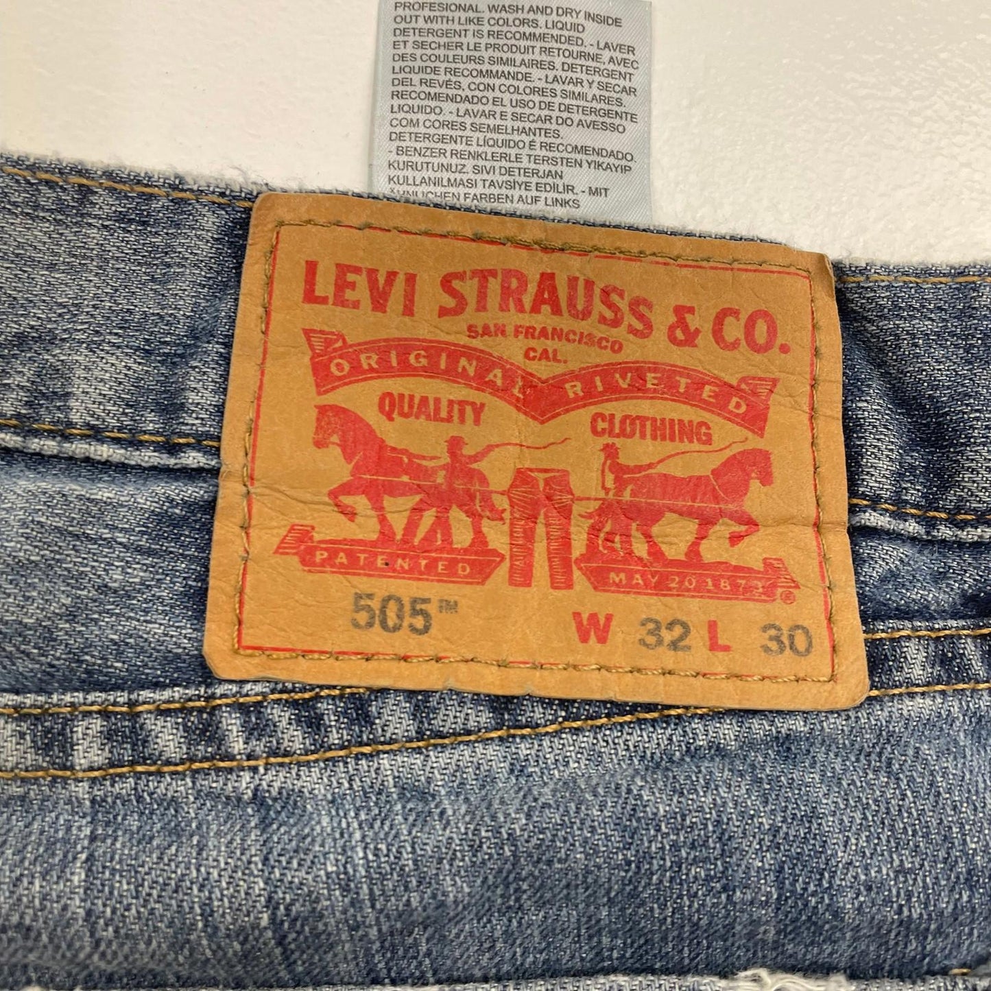 LEVI'S 505 Regular Straight Denim Jeans Blue Classic Mens W32 L30