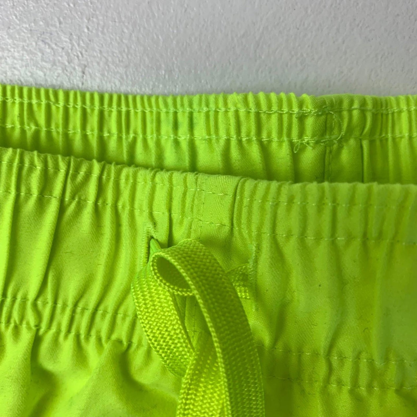 Nike Athletic Shorts Neon Green Elastic Waist Logo Print Mens Small
