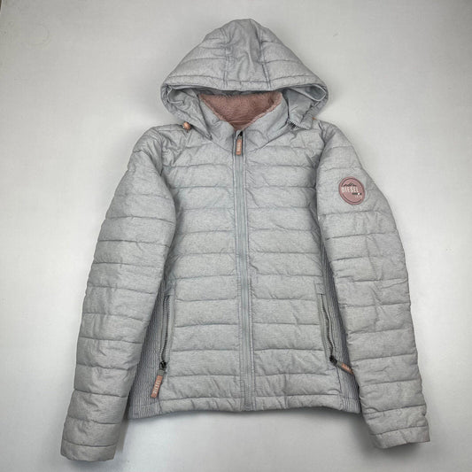 Women’s Grey DIESEL Puffer Jacket W/ Hood , Size Large