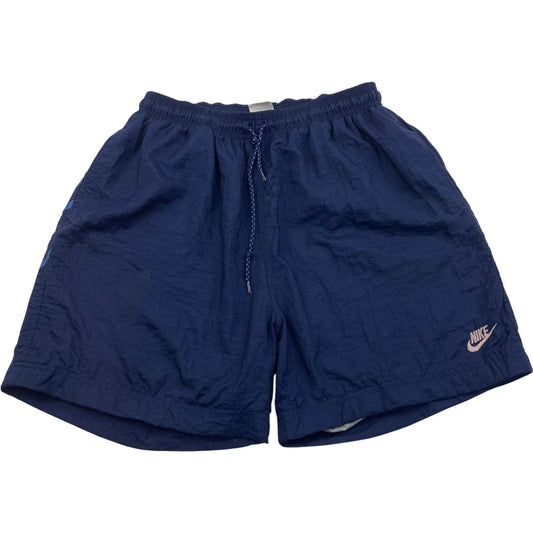 NIKE Swim Shorts Blue Elastic Waist Logo Mens Medium