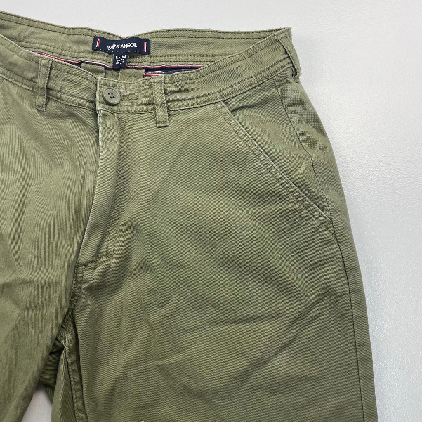 Kangol Chino Shorts Casual Olive Green Mens UK XS