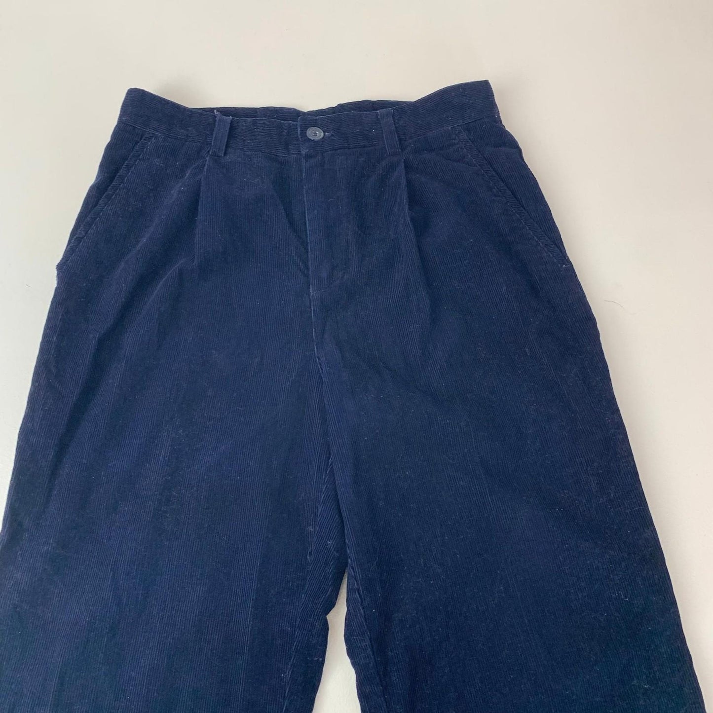 Corduroy Wide-Leg Trousers Casual Style Retro Blue Womens Size UK 8