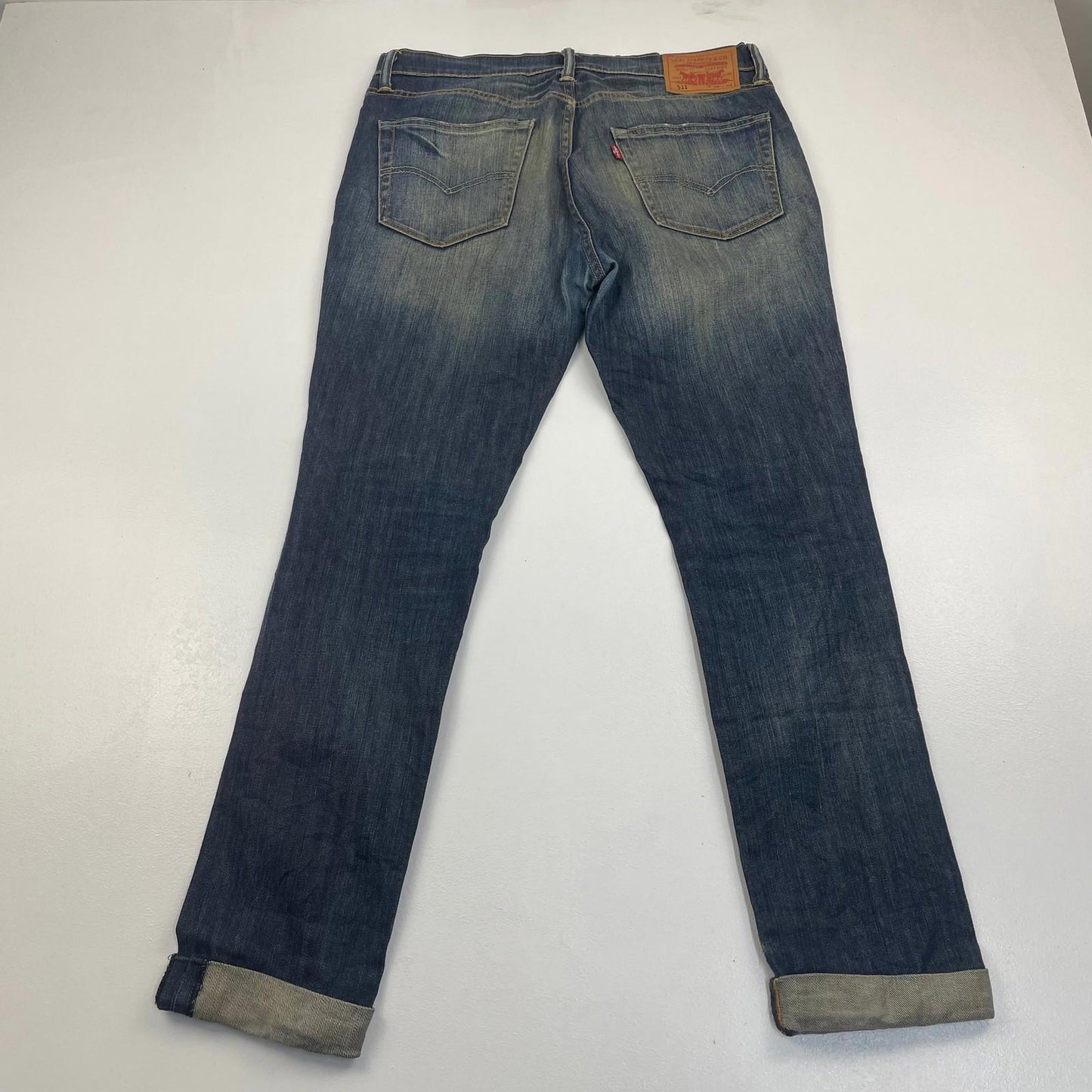 LEVI'S 511 Slim Jeans Distressed Wash Blue Denim Womens W34 L30
