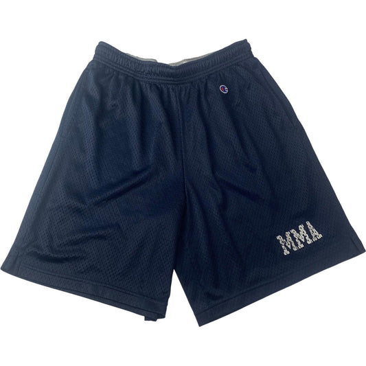 Champion MMA Athletic Shorts Mesh Elastic Waist Navy Blue Mens Medium