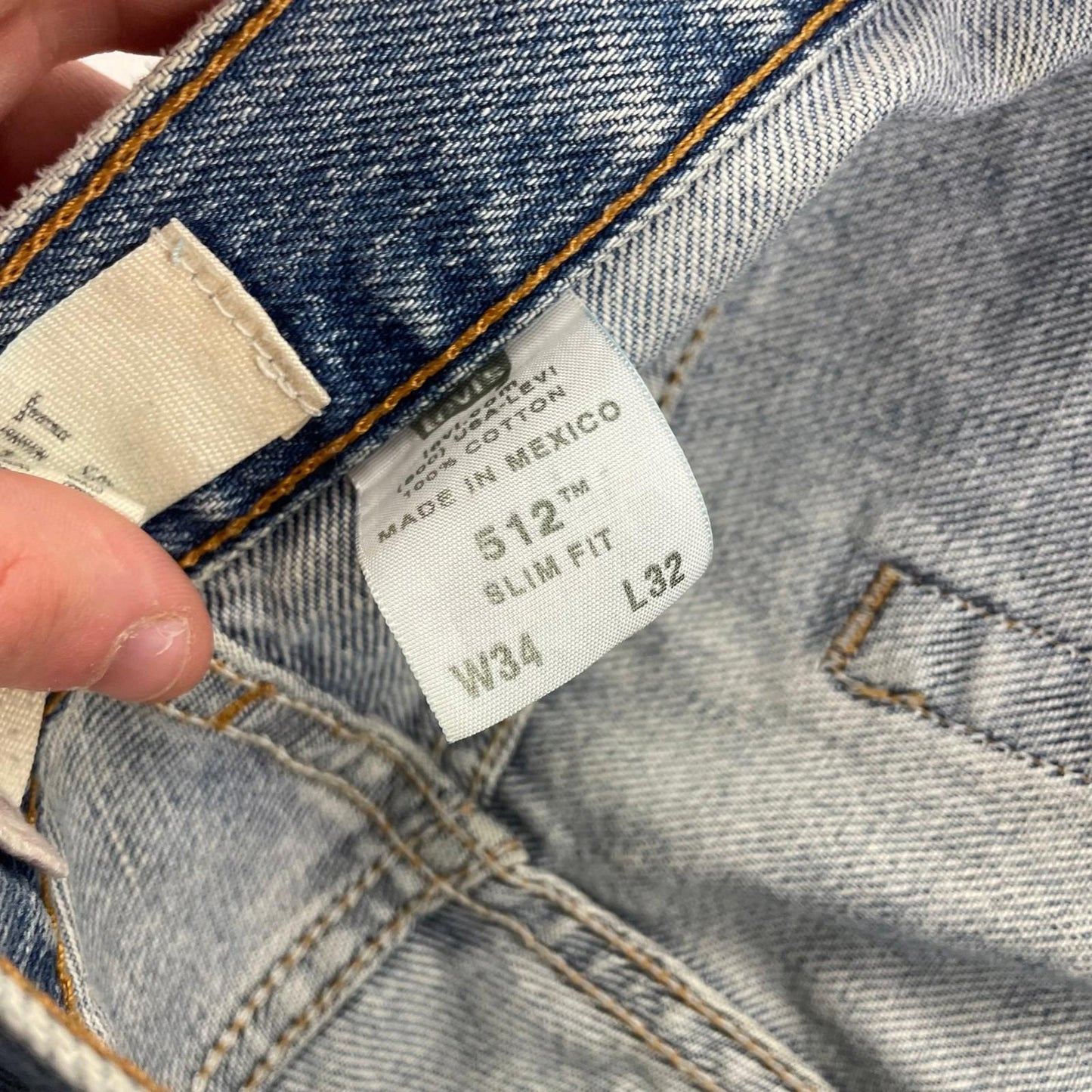 LEVI'S 512 Slim Fit Jeans Vintage Blue Denim Mens W34 L32