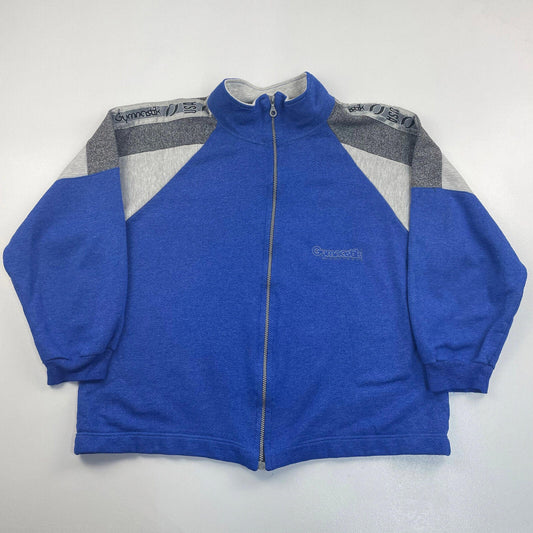 Men’s Vintage Blue GYMNASTIK Full Zip Track Jacket Sweatshirt , Size XL