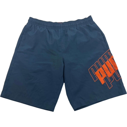 PUMA Athletic Shorts Graphic Print Blue Orange Mens UK S