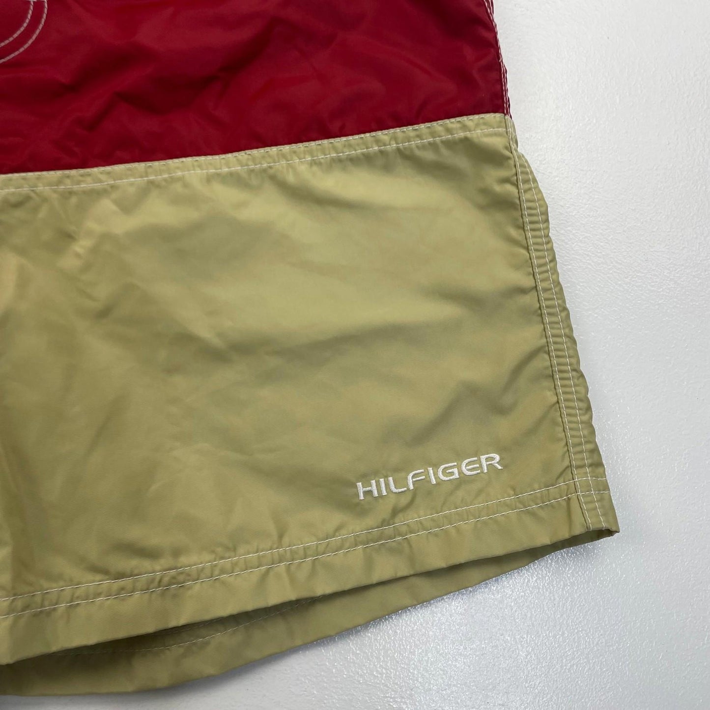 Tommy Hilfiger Swim Shorts Red Beige Colourblock Mens M