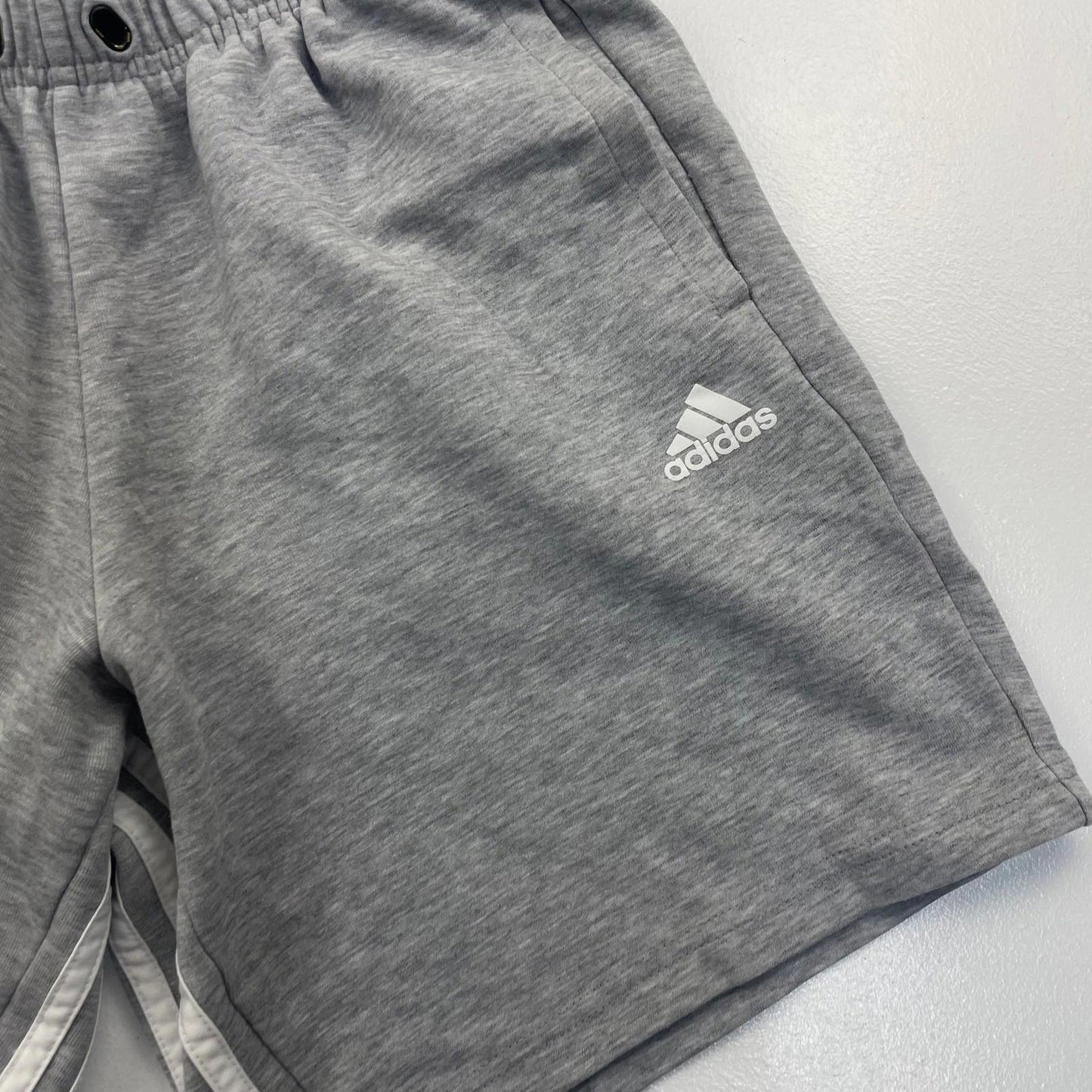 Adidas Athletic Shorts Elastic Waist Grey Mens UK S