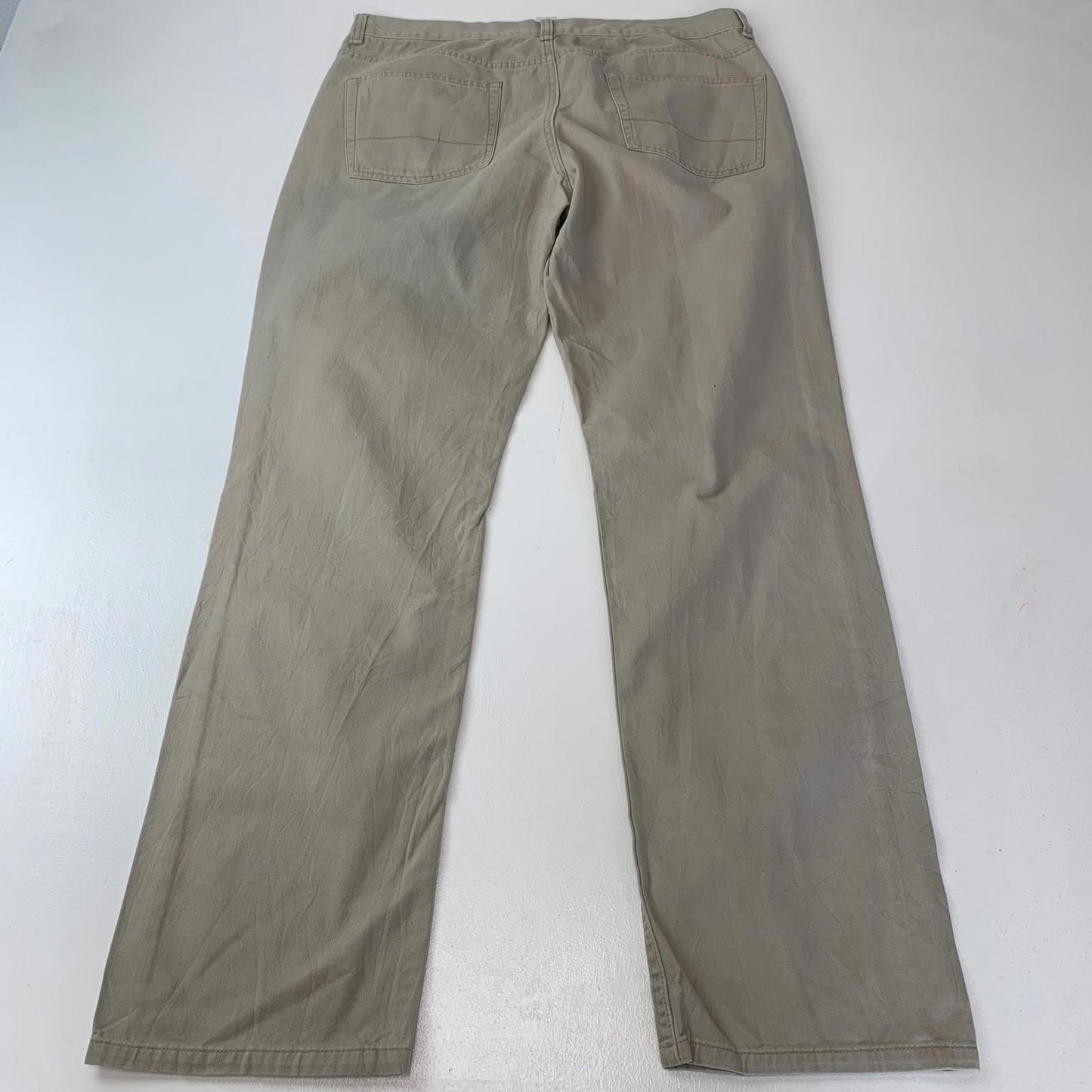 Chaps 5-Pocket Twill Trousers Casual Beige Mens 34 X 32