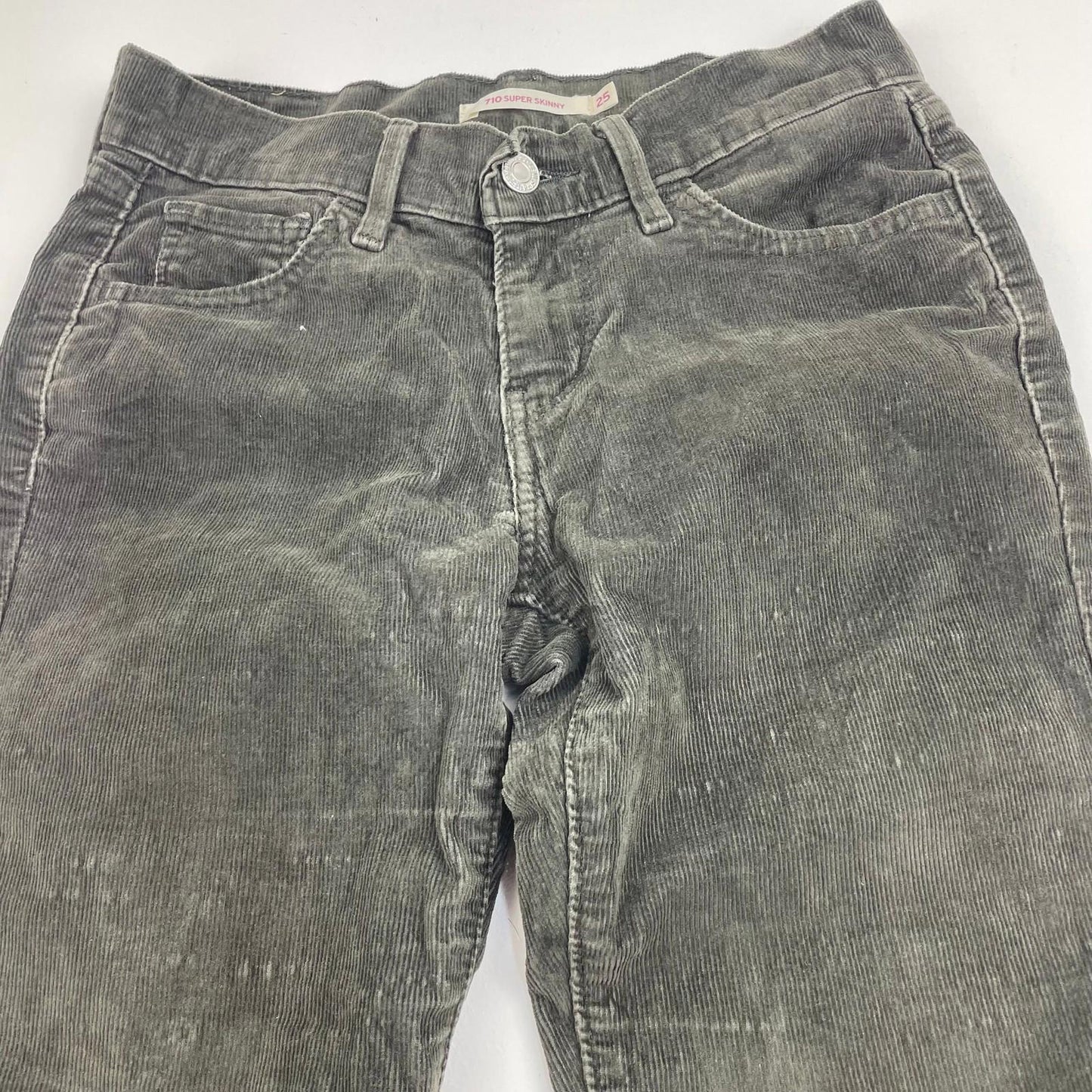 Levi's 710 Super Skinny Corduroy Grey Trousers Womens W25 L30 UK 6
