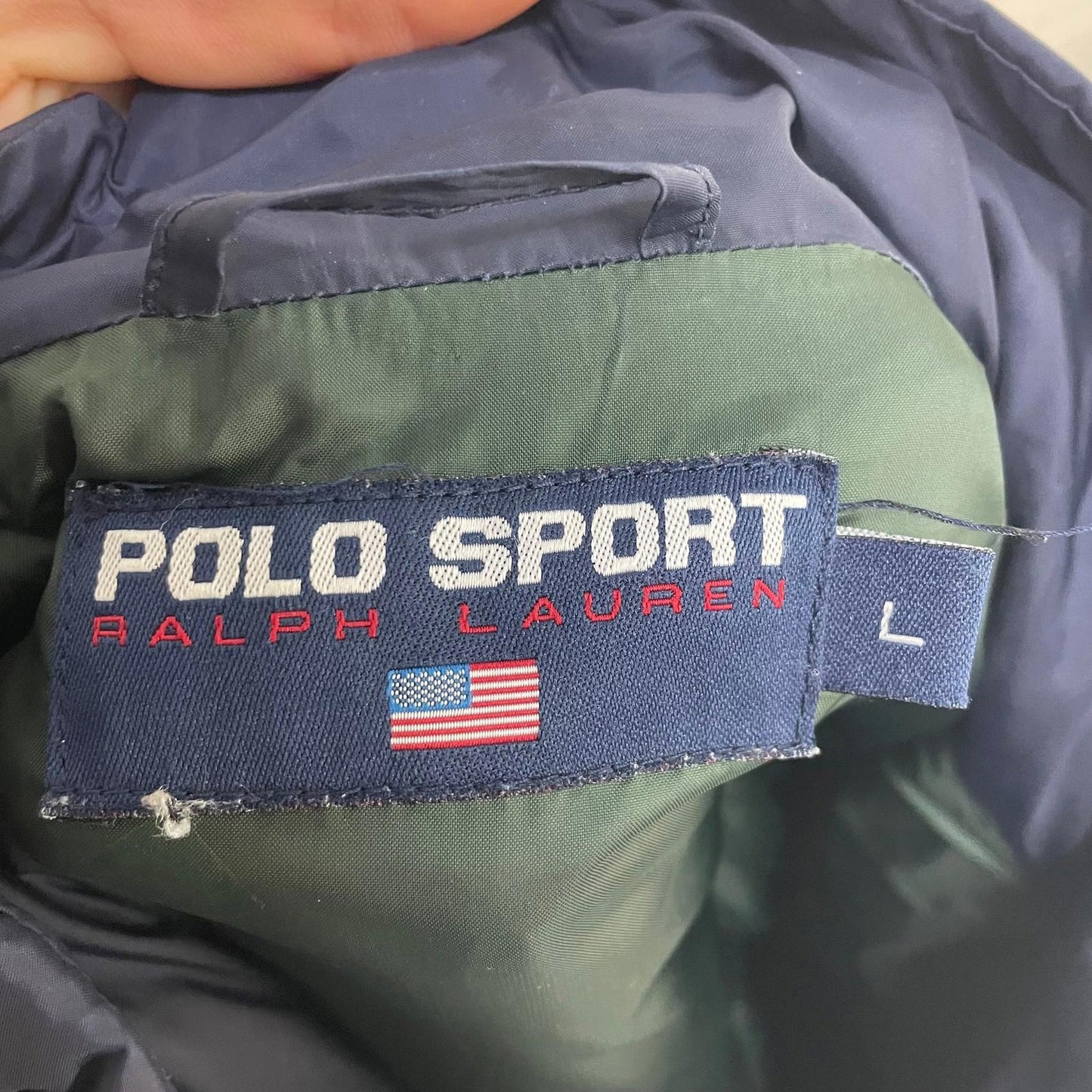 POLO SPORT Ralph Lauren Puffer Jacket Vintage Style Blue Mens Large