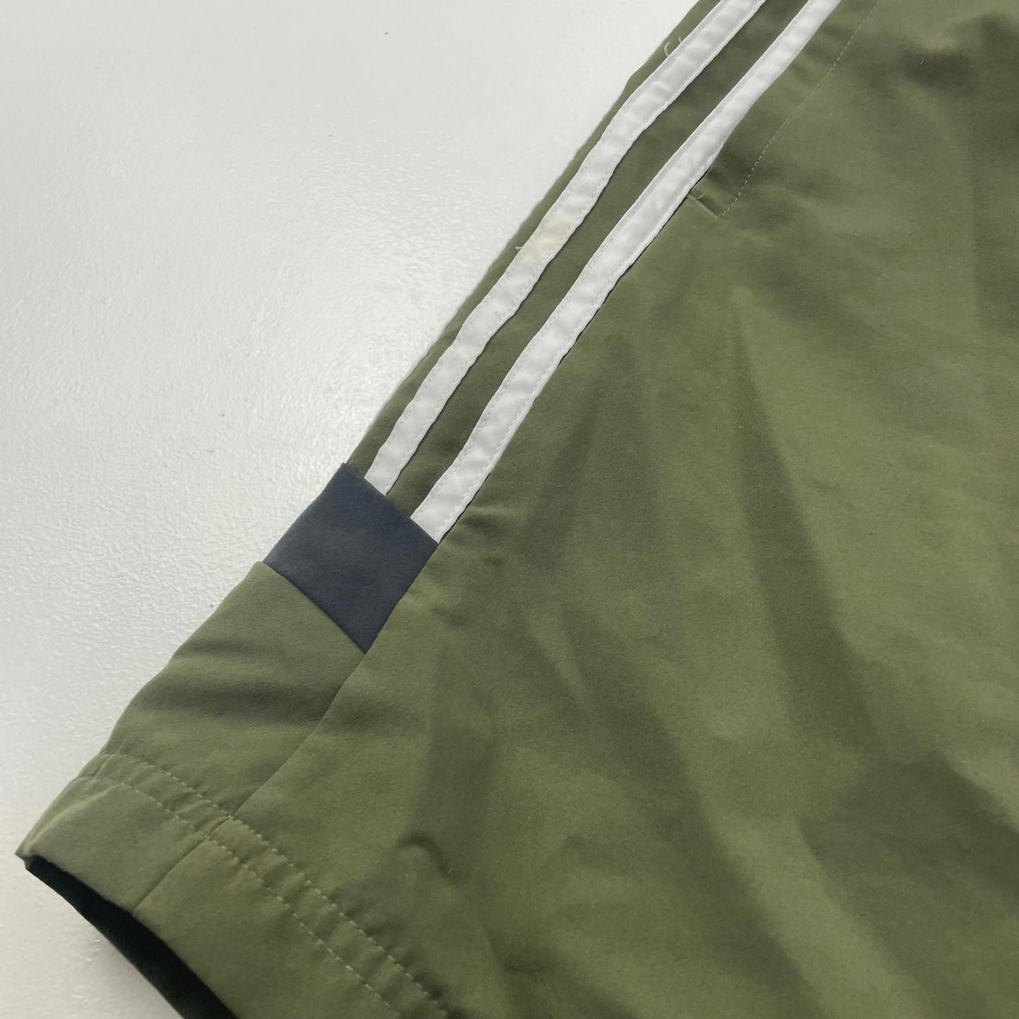 Adidas Boys Activewear Shorts Olive Green Striped UK 11-12Y