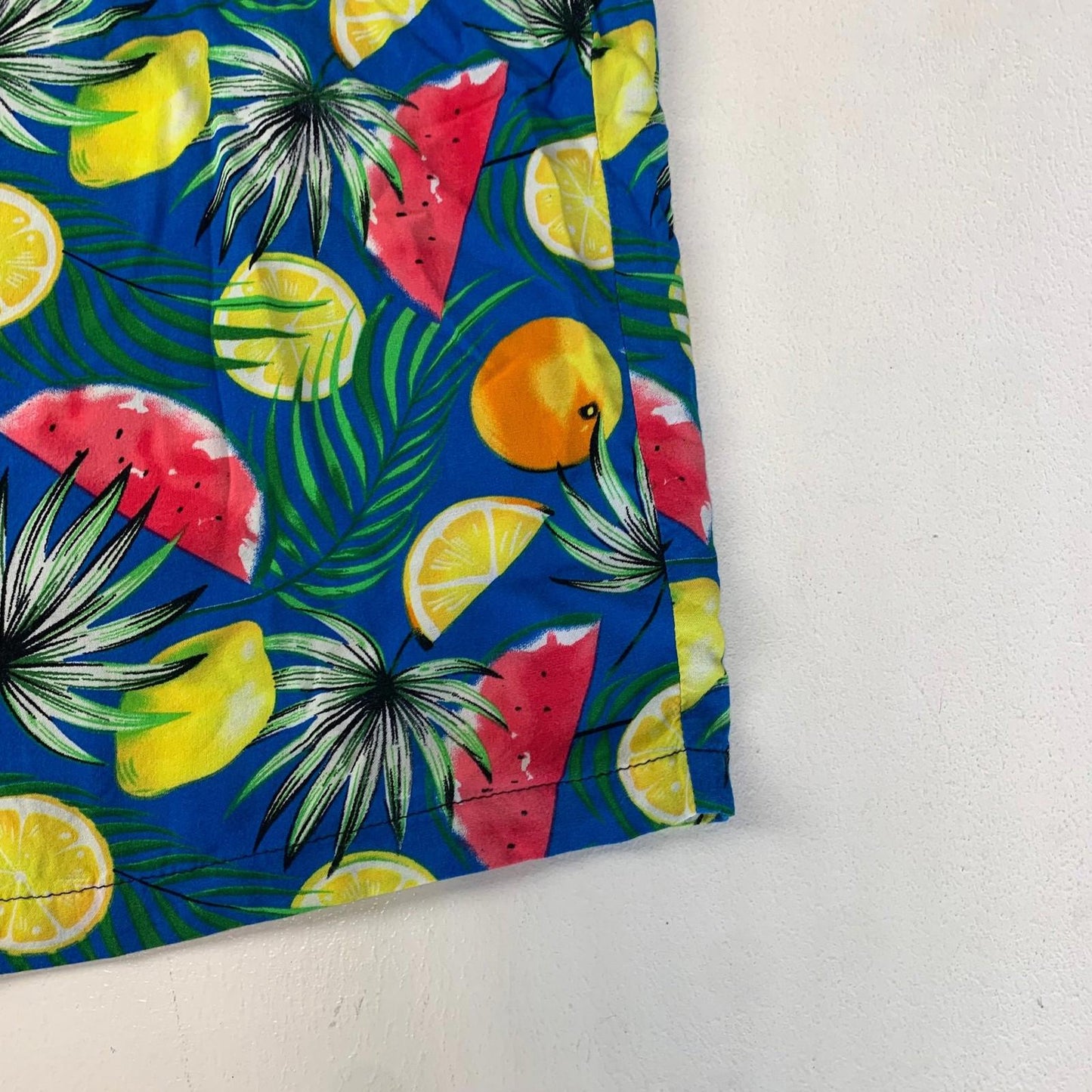 Tropical Fruit Print Short Sleeve Hawaiian Shirt Colourful Mens Medium