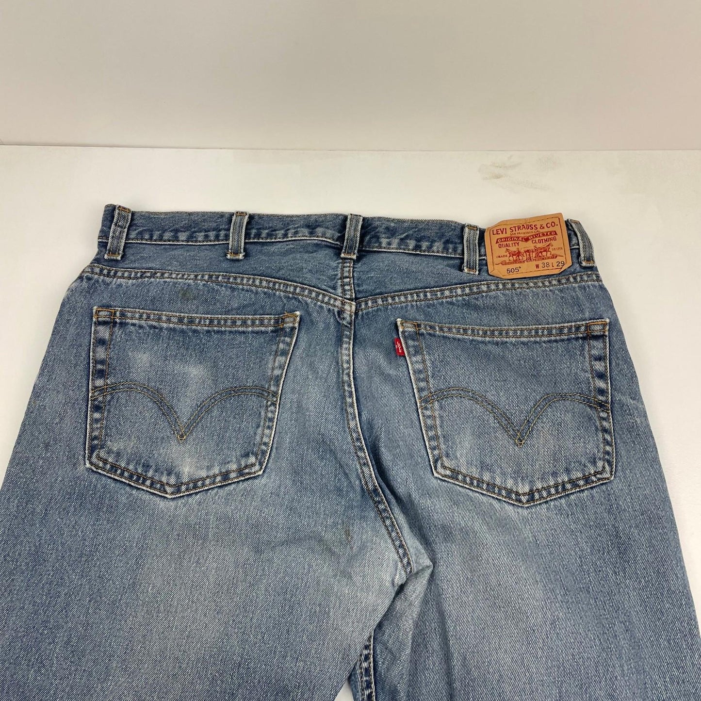 LEVI'S 505 Jeans Regular Straight Mid Wash 90s Denim Trousers Mens W38 L29