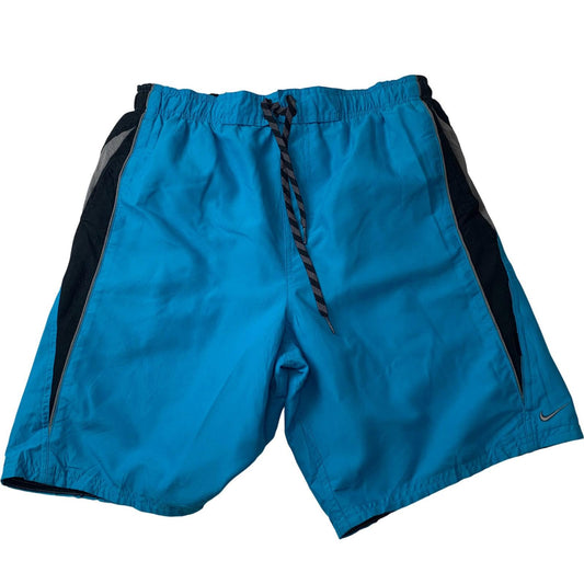 NIKE Swim Shorts Quick Dry Mesh Lined Blue Black Mens Medium