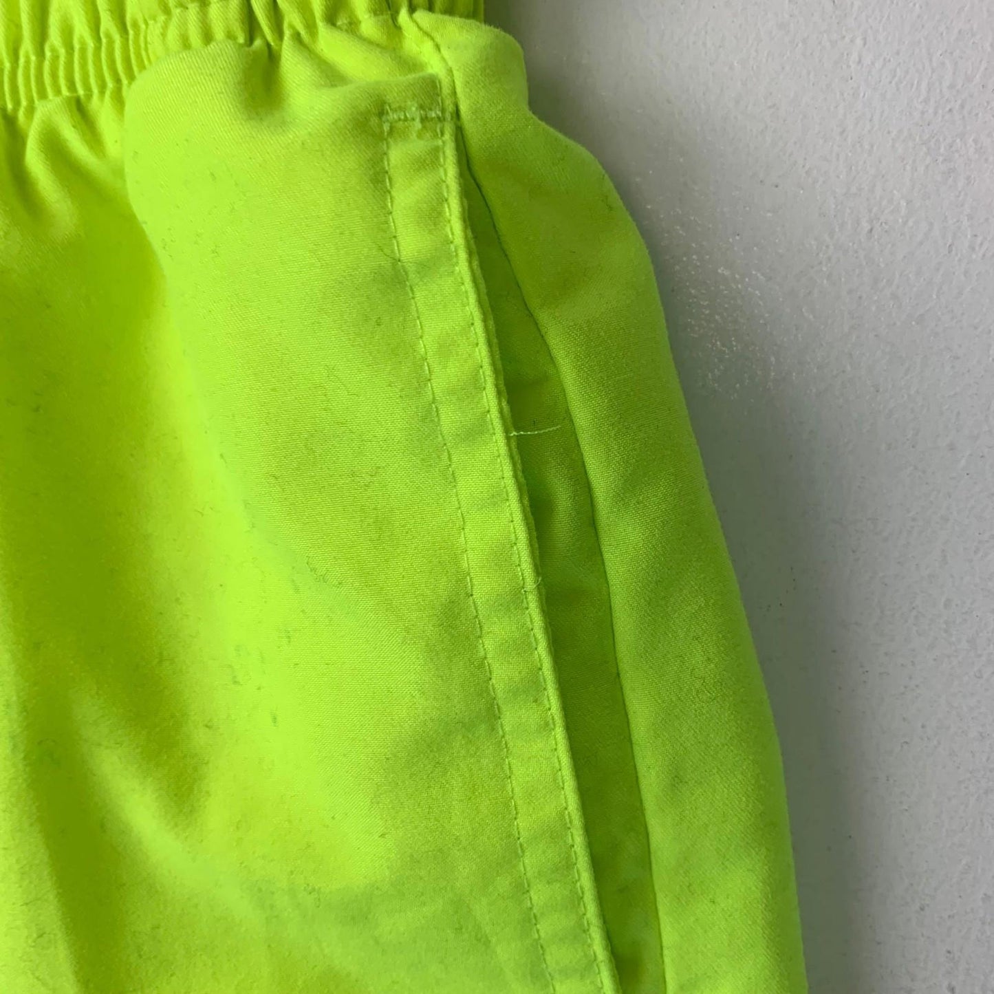 Nike Athletic Shorts Neon Green Elastic Waist Logo Print Mens Small