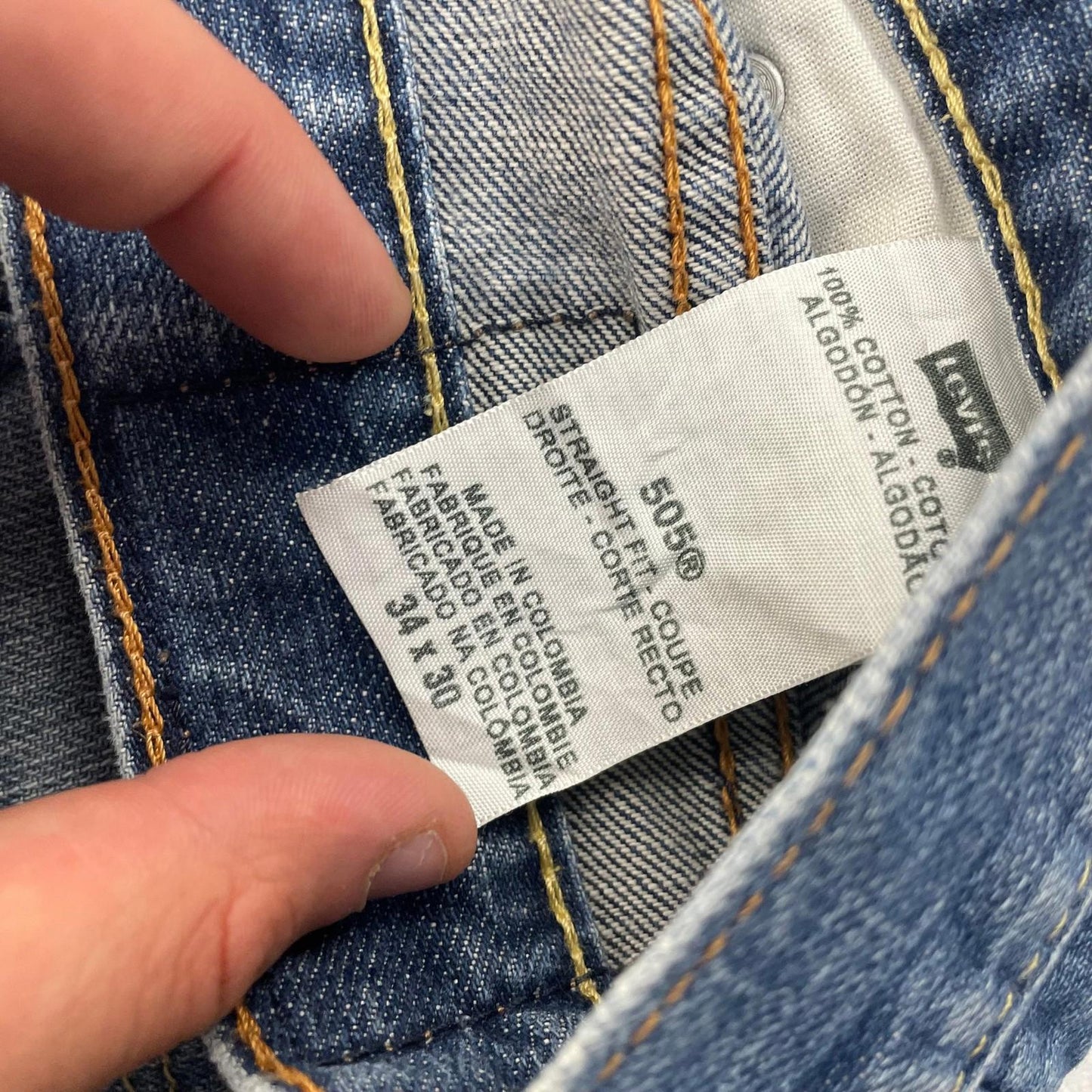 LEVI'S 505 Jeans Straight Fit Blue Denim Vintage Washed Mens W34 L30