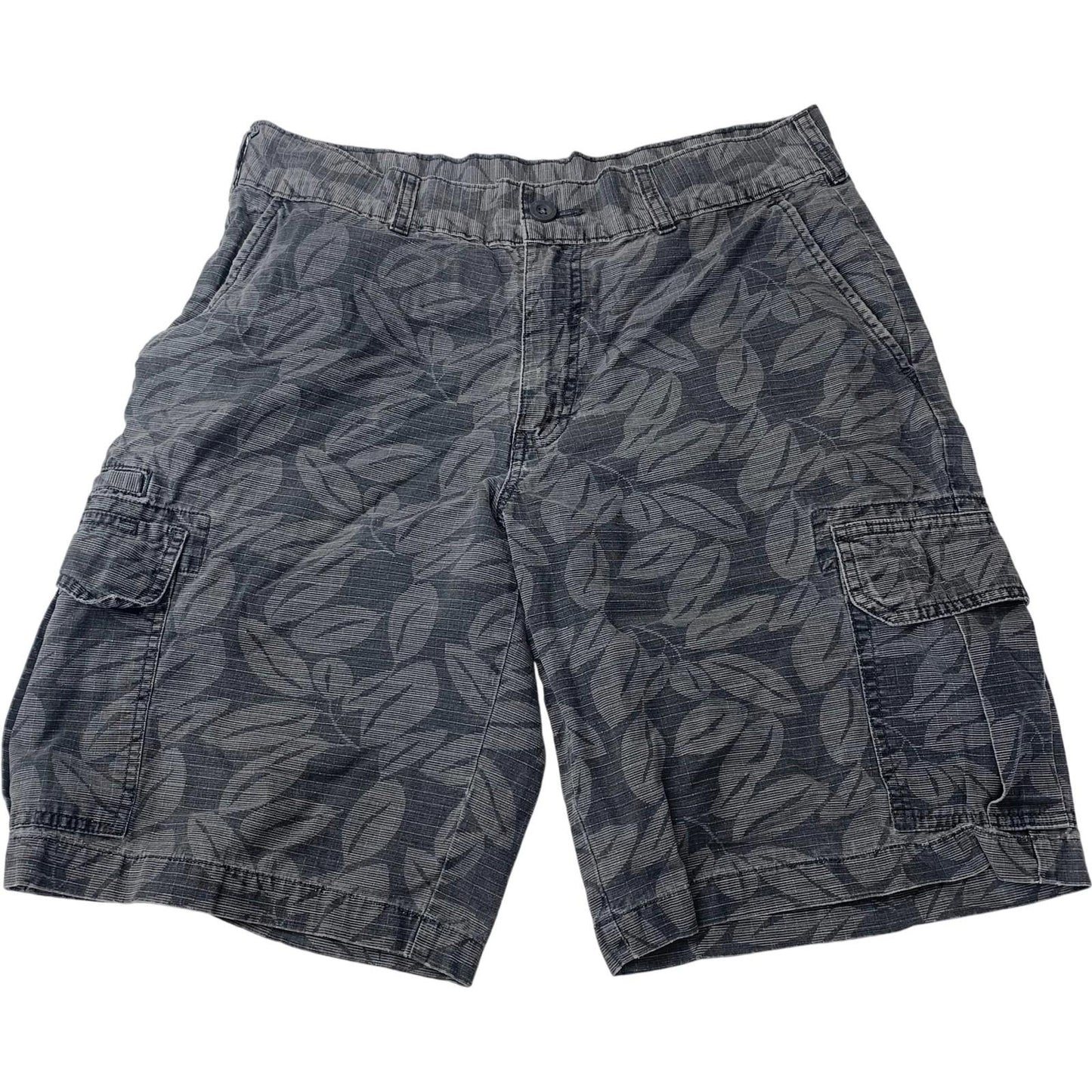 Dickies Cargo Shorts Leaf Pattern Relaxed Grey Mens W32