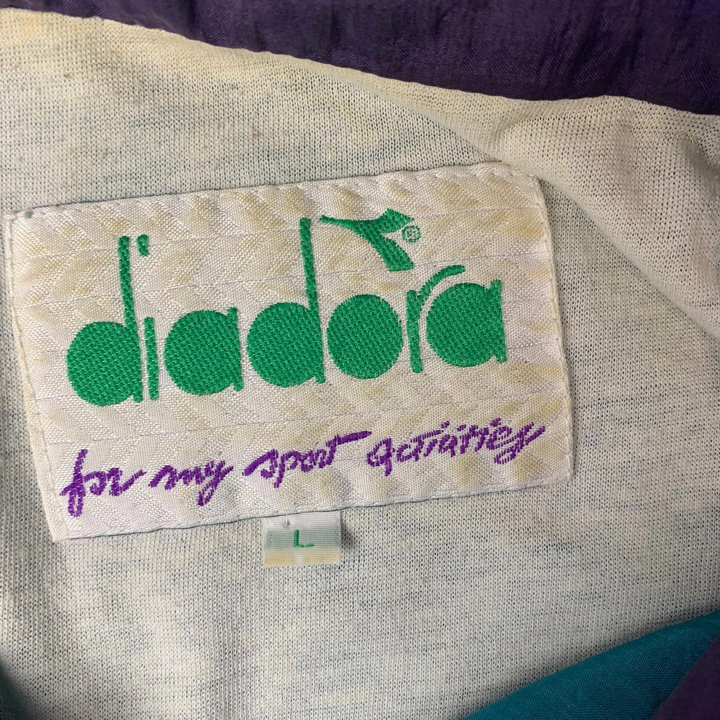 Men’s Vintage DIADORA Shell Jacket / Retro 90’s Track Top / Multicoloured/ Large