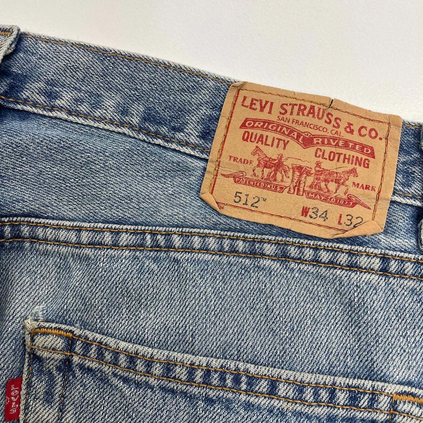 LEVI'S 512 Slim Fit Jeans Vintage Blue Denim Mens W34 L32