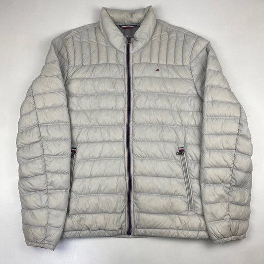 TOMMY HILFIGER White / Grey Down Filled Loghtweight Puffer Jacket , Size XL