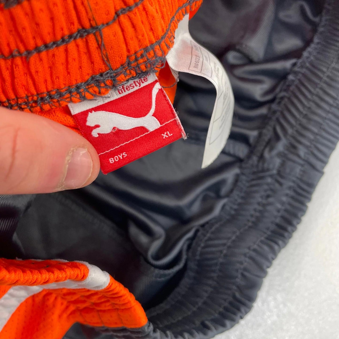 PUMA Active Shorts Mesh Panel Athletic Grey Orange Boys XL