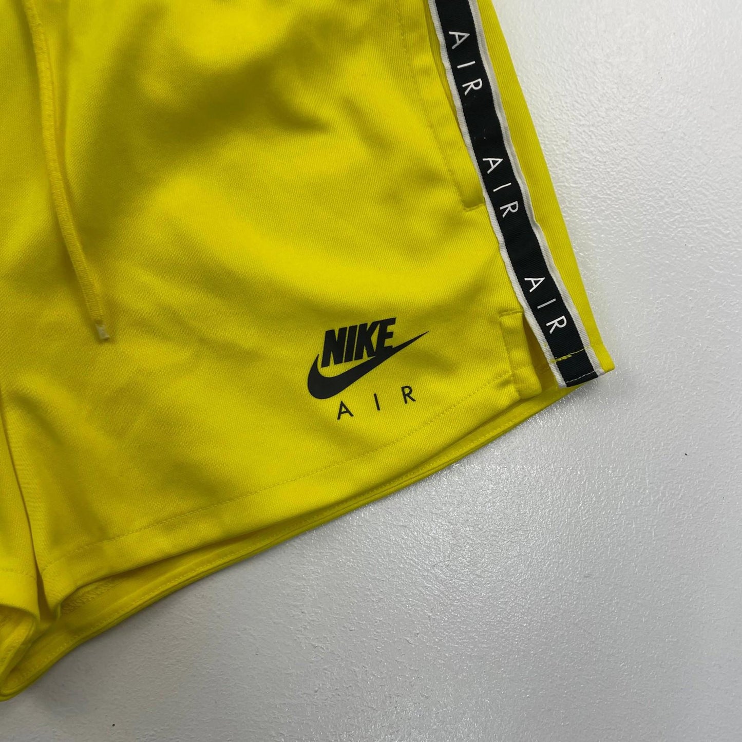 Nike Air Shorts Elastic Waist Yellow Logo Tape Detail Women's S