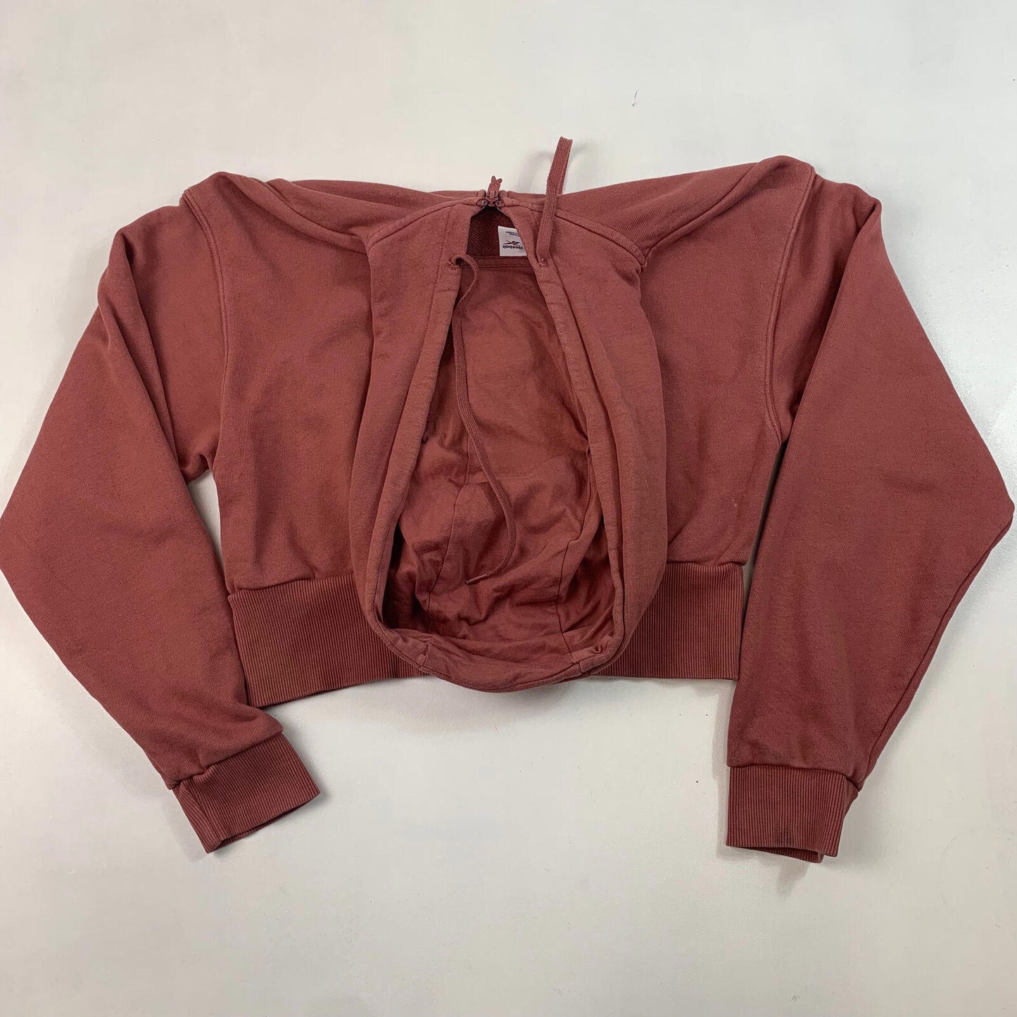 Womens REEBOK cropped Full Zip Hoodie / Rose / Small