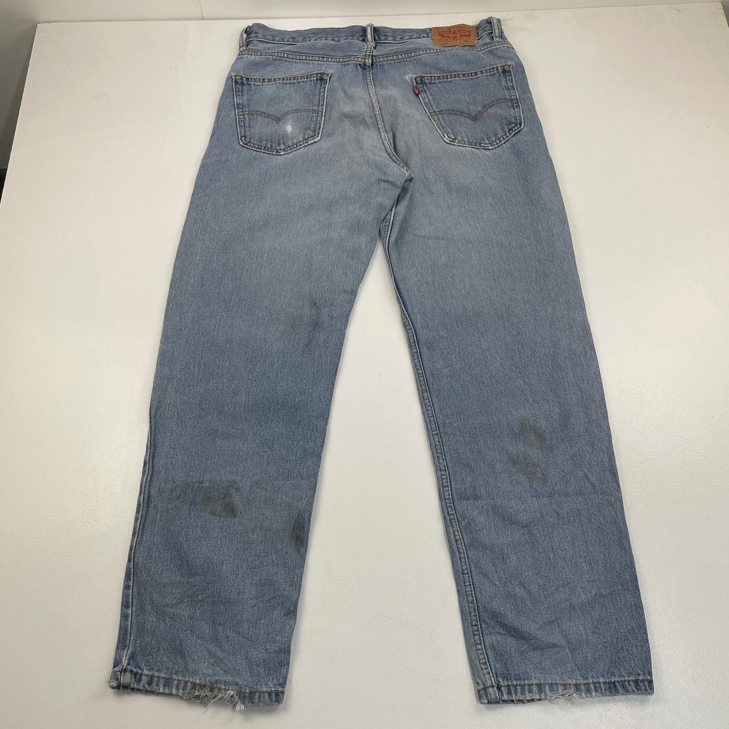 LEVI'S Jeans Straight Distressed Light Wash Denim Mens 36 X 32
