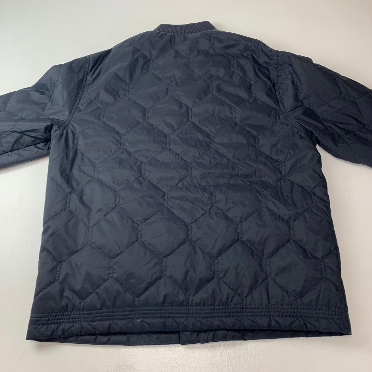 Timberland Quilted Bomber Jacket Ribbed Collar Dark Blue Mens XL