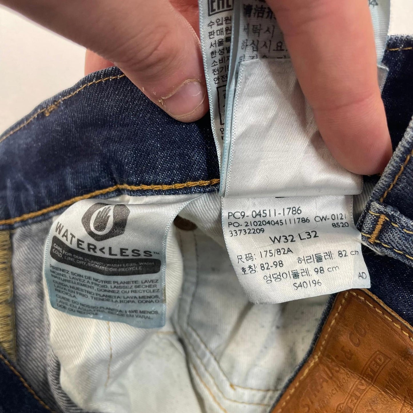 LEVI'S 511 Slim Fit Jeans Distressed Faded Blue Stretch Denim Mens W32 L32