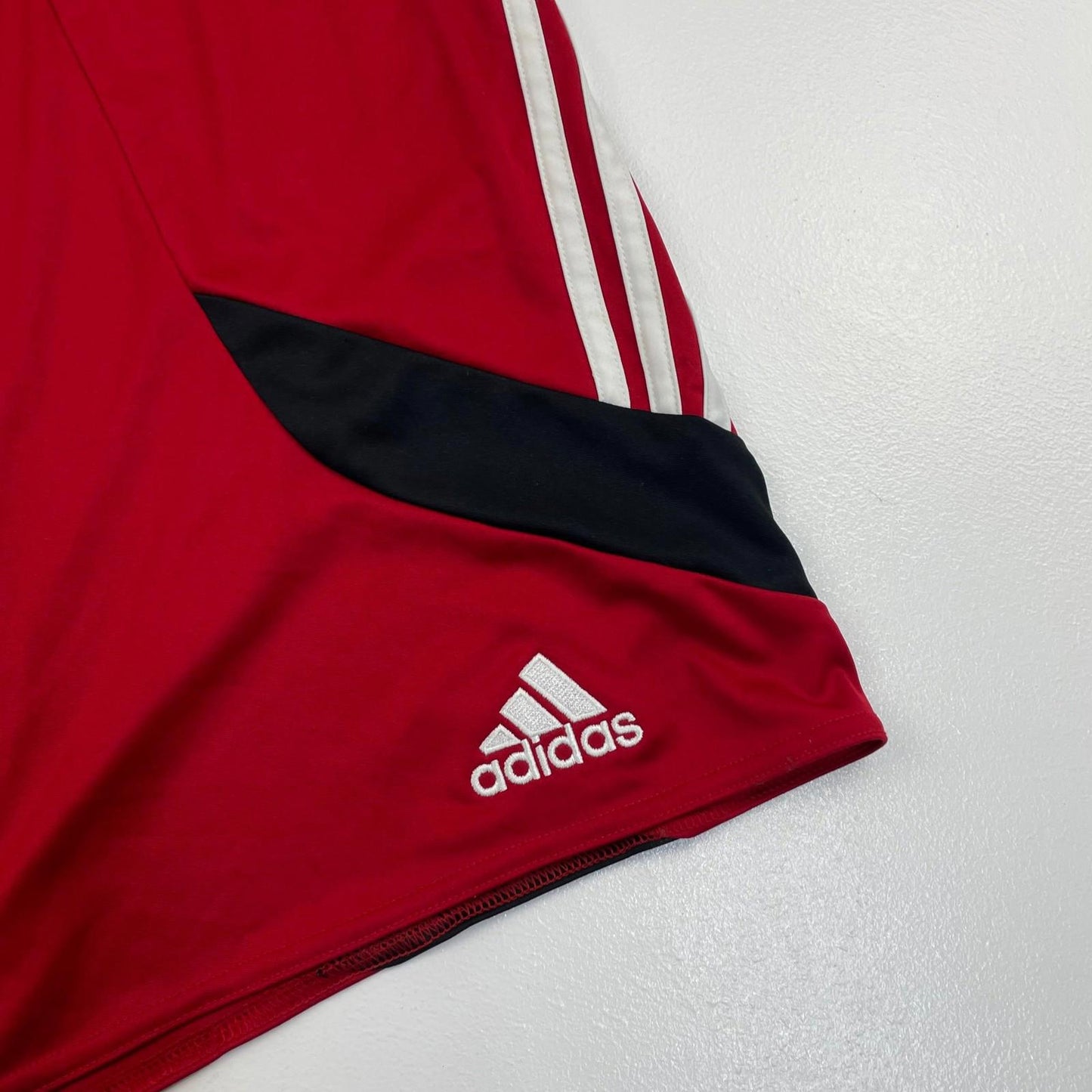 ADIDAS Climalite Athletic Shorts Sporty Red Black Mens Large