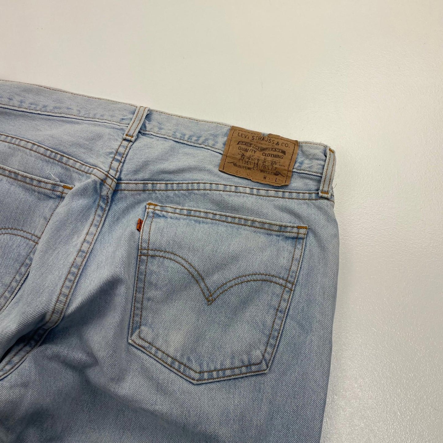 Levi's Original Fit Straight Leg Jeans Light Wash Denim Blue Mens W34 L32