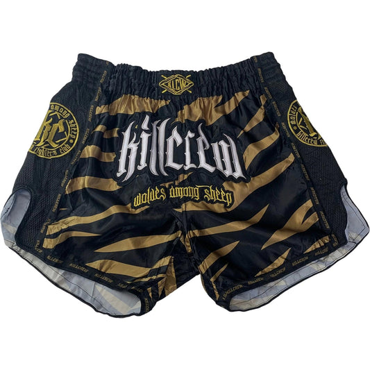 Kill Crew Wrestling Boxing Shorts Black Gold Striped Design Mens XXL