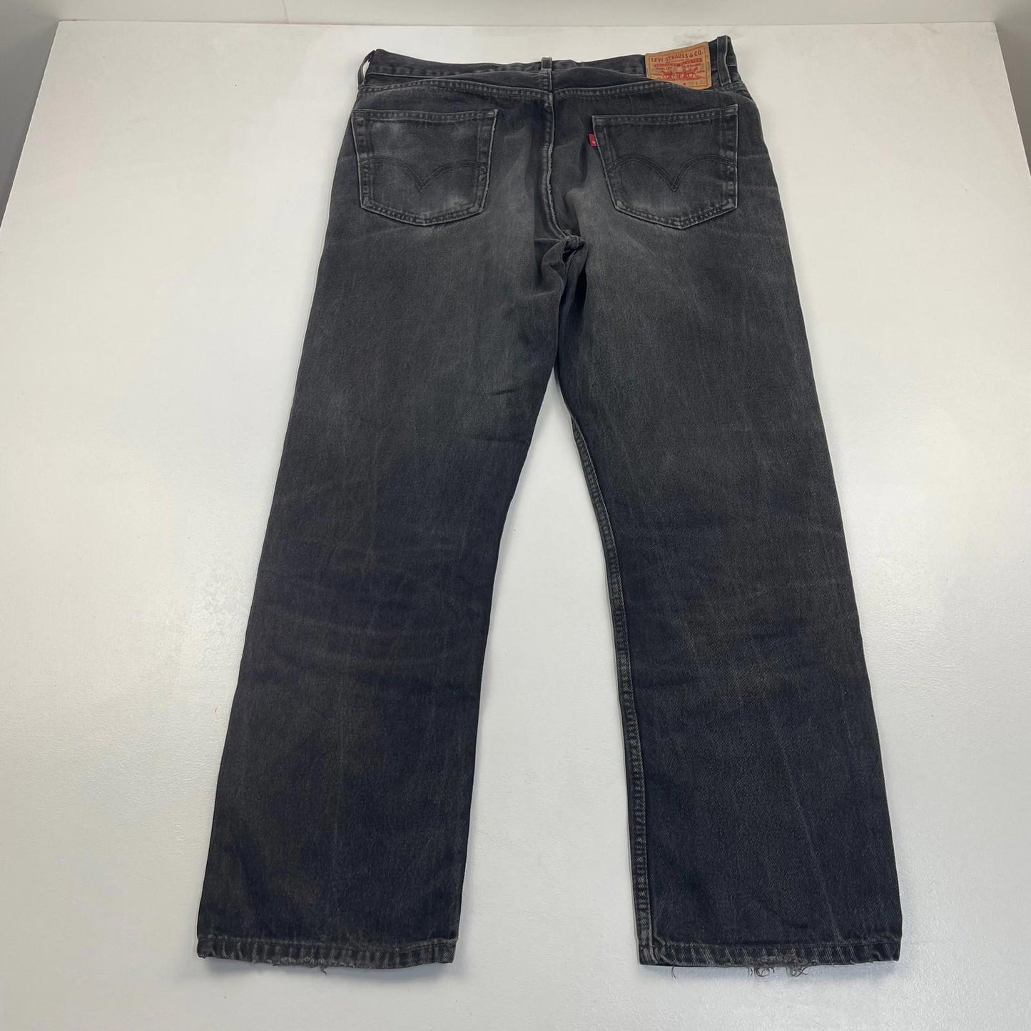 LEVI'S 505 Regular Fit Jeans Distressed Black Cotton Mens W36 L32