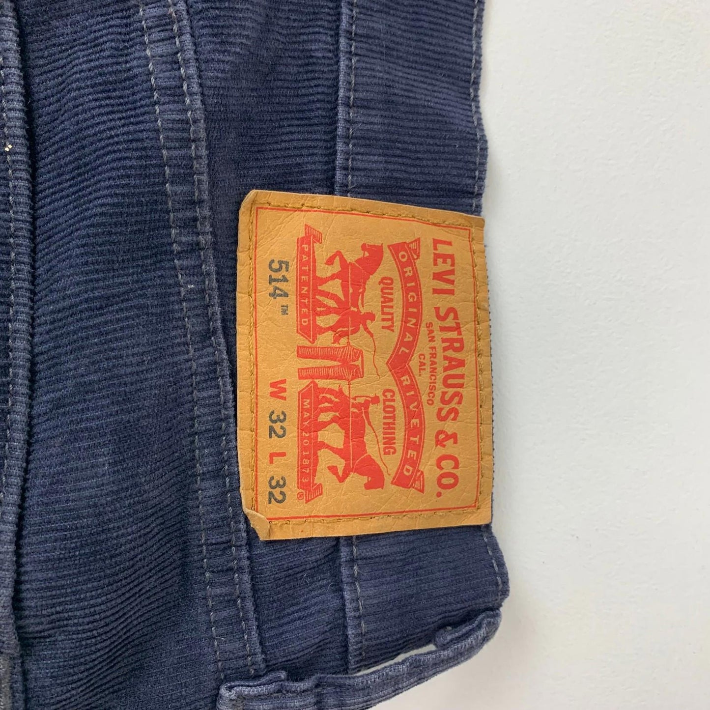 Levi's 514 Corduroy Trousers Straight Fit Navy Blue Men's W32 L32