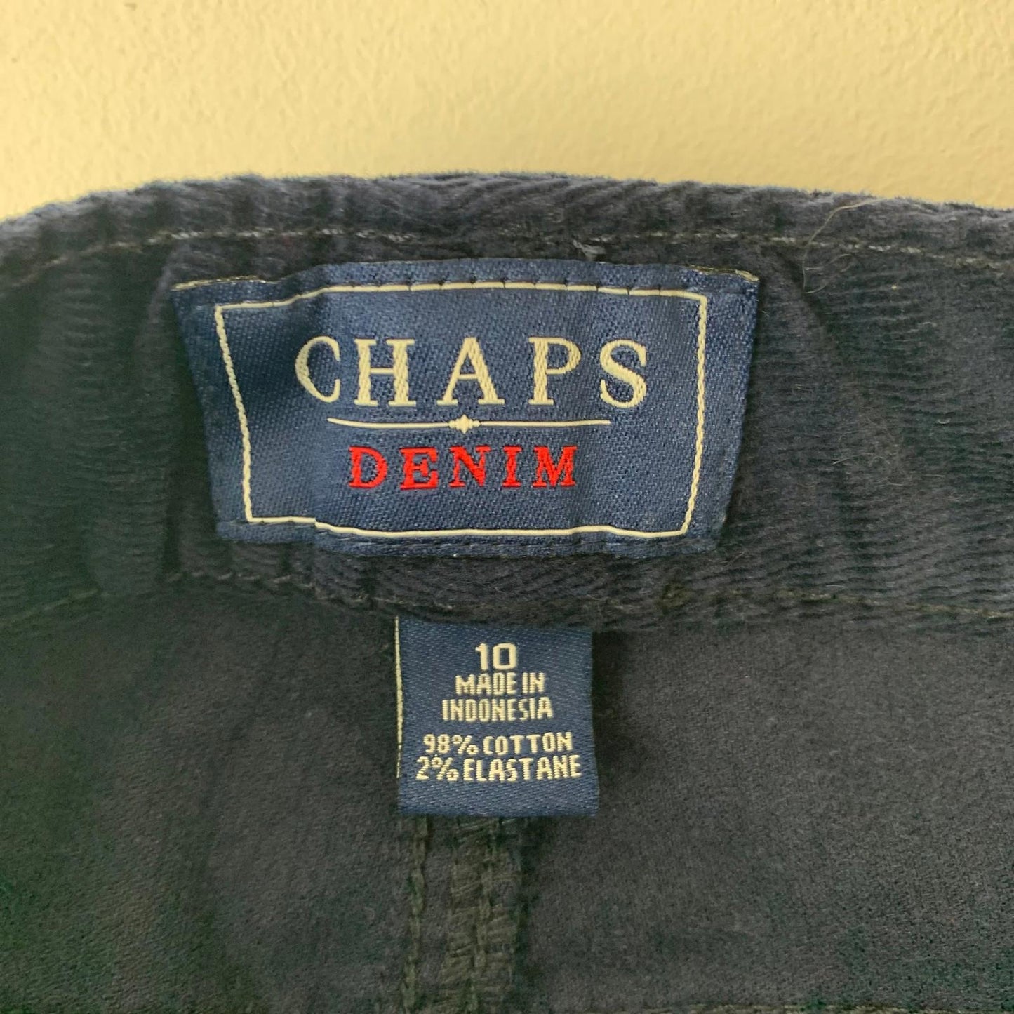 Chaps Denim Trousers Casual Corduroy Navy Blue Women UK 14