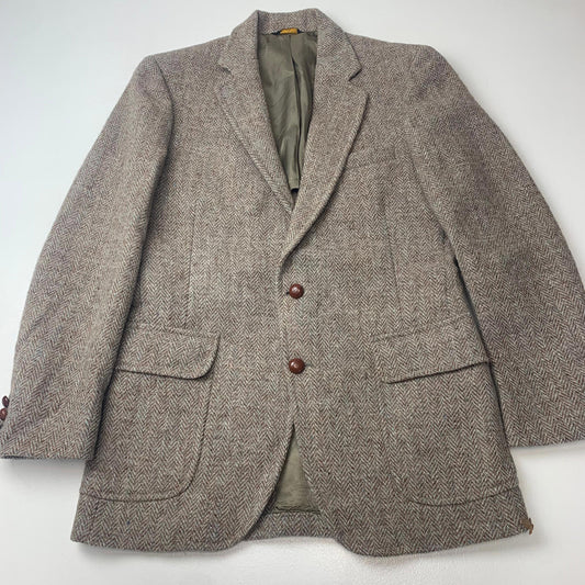 Men’s CLUB ROOM Harris Tweed Jacket / Brown / 44 L