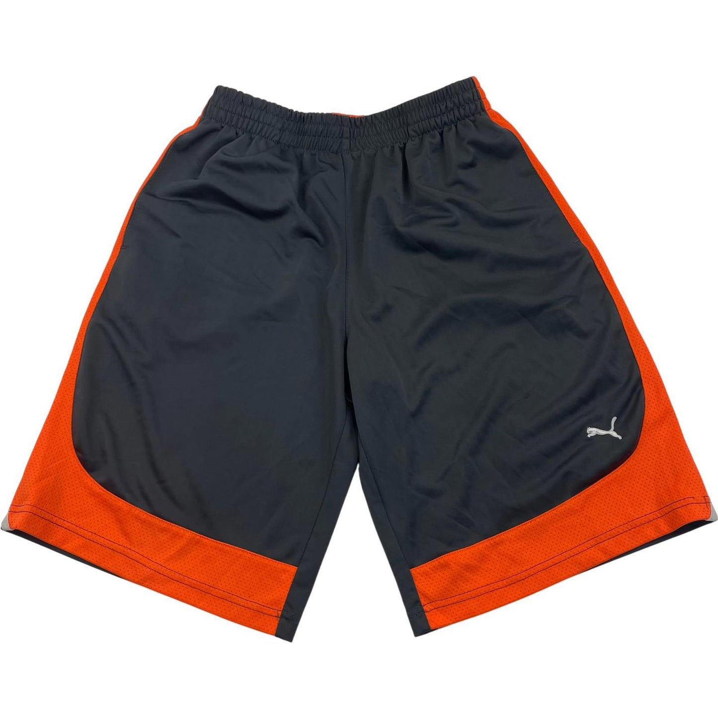 PUMA Active Shorts Mesh Panel Athletic Grey Orange Boys XL