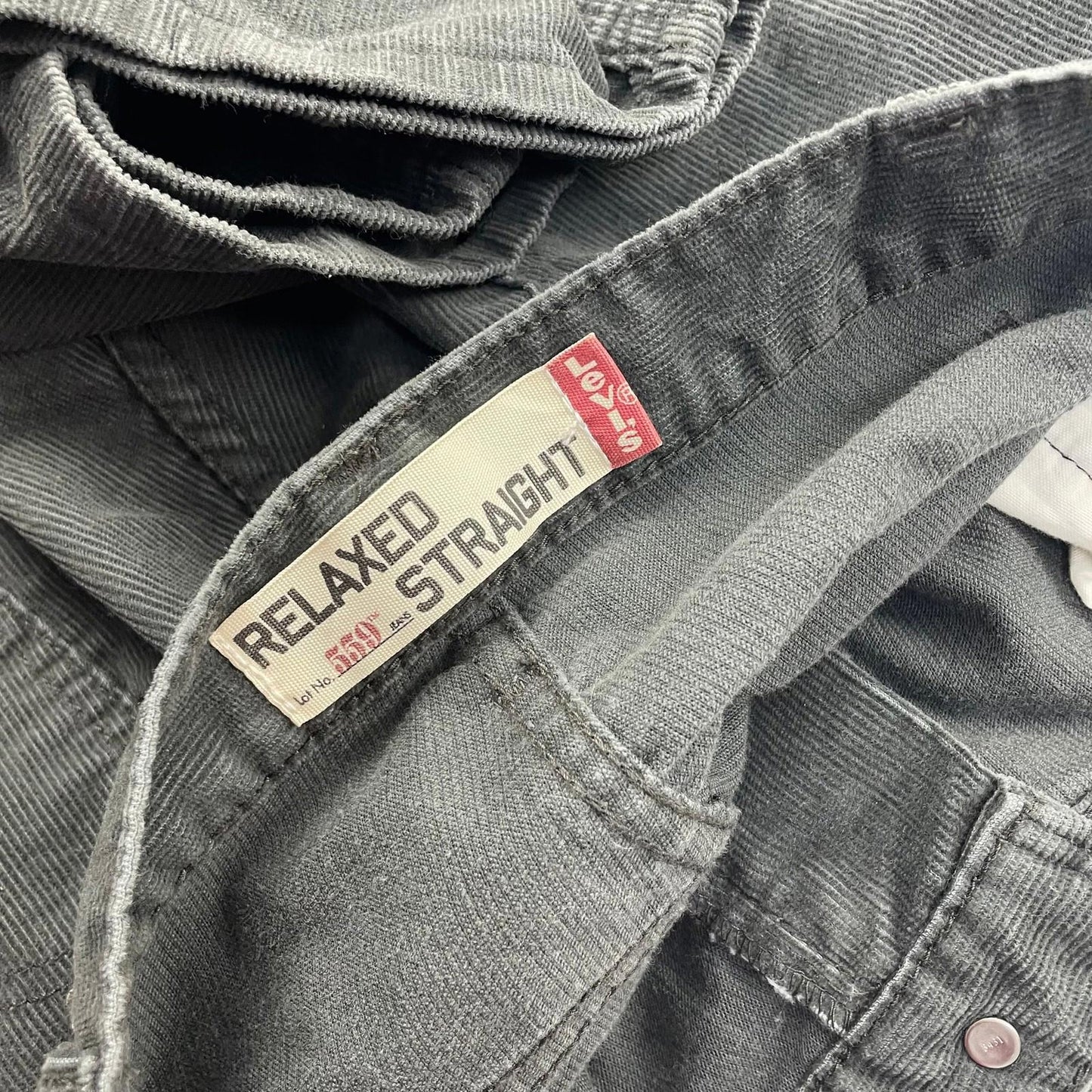 Levi's 559 Relaxed Straight Trousers Corduroy Grey Mens W38 L30