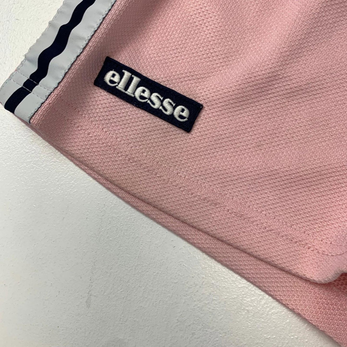 ELLESSE Shorts Pink Retro Stripe Sporty Stretch UK 10