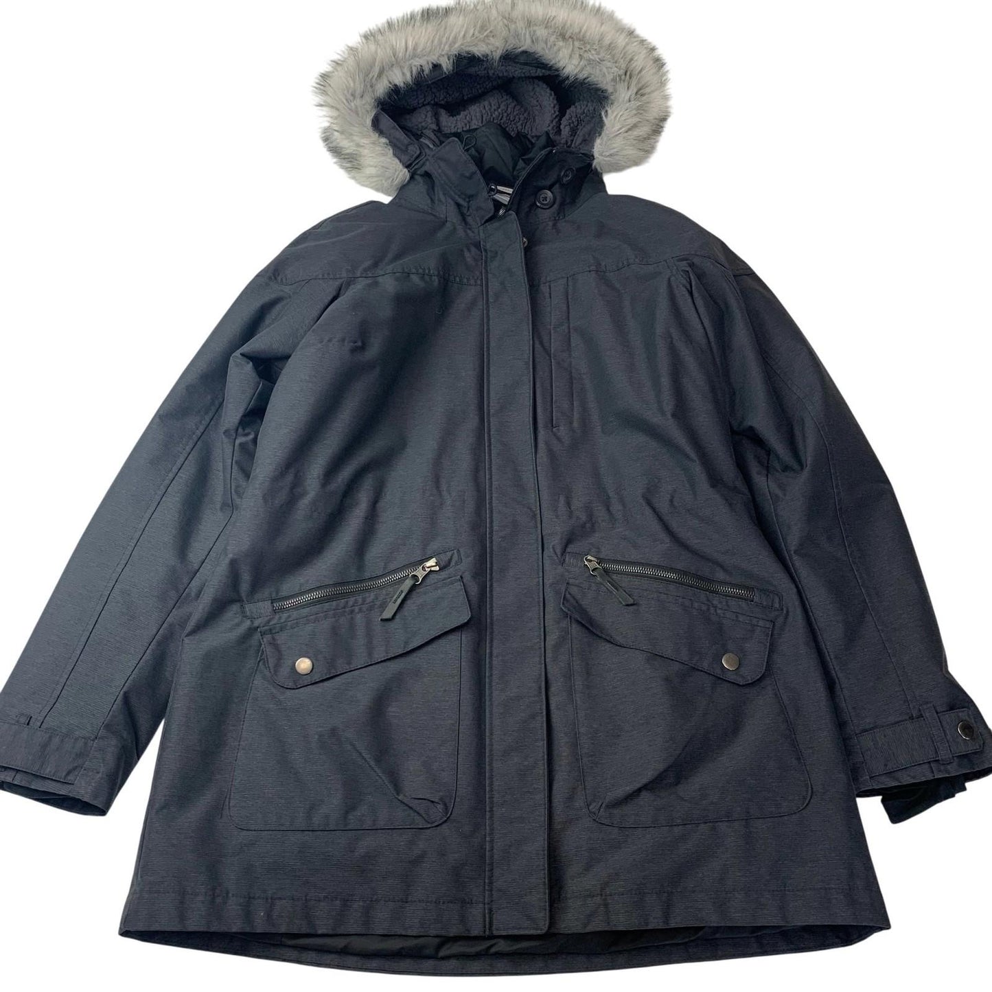 Columbia Interchange Jacket Faux Fur Trim Omni-Heat Grey Womens L