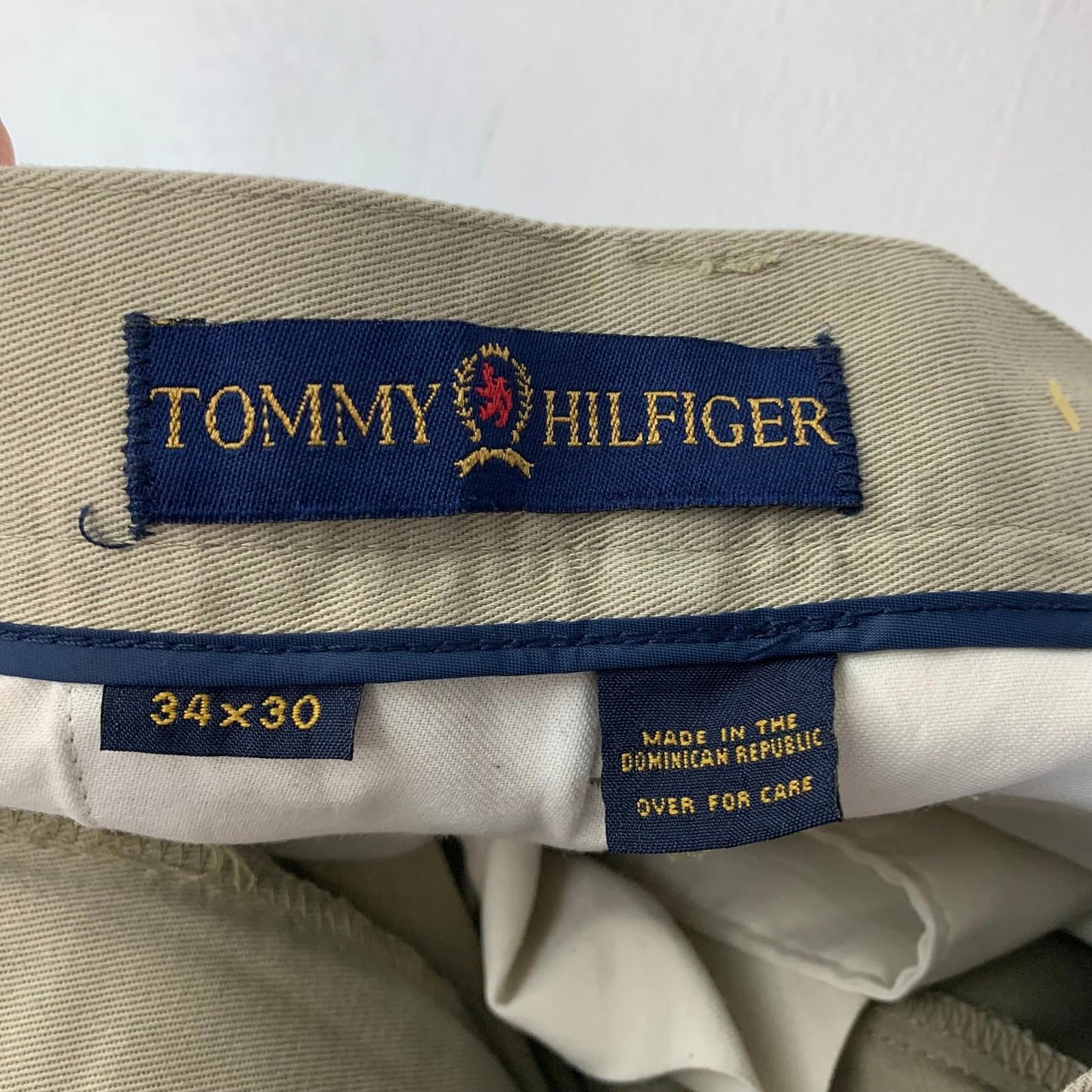 Tommy Hilfiger Trousers Vintage Relaxed Fit Beige Pleated Mens 34x30