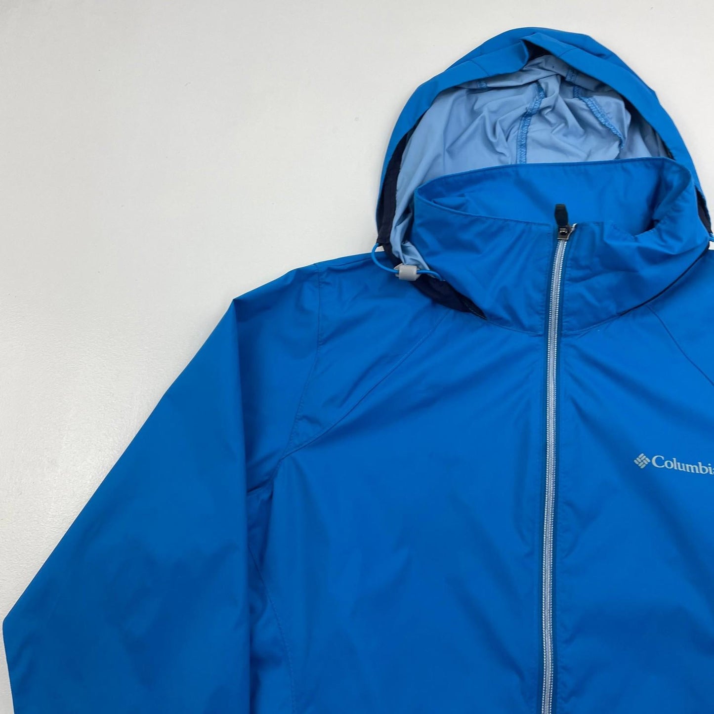 Columbia Rain Jacket Hooded Waterproof Lightweight Blue Womens Medium