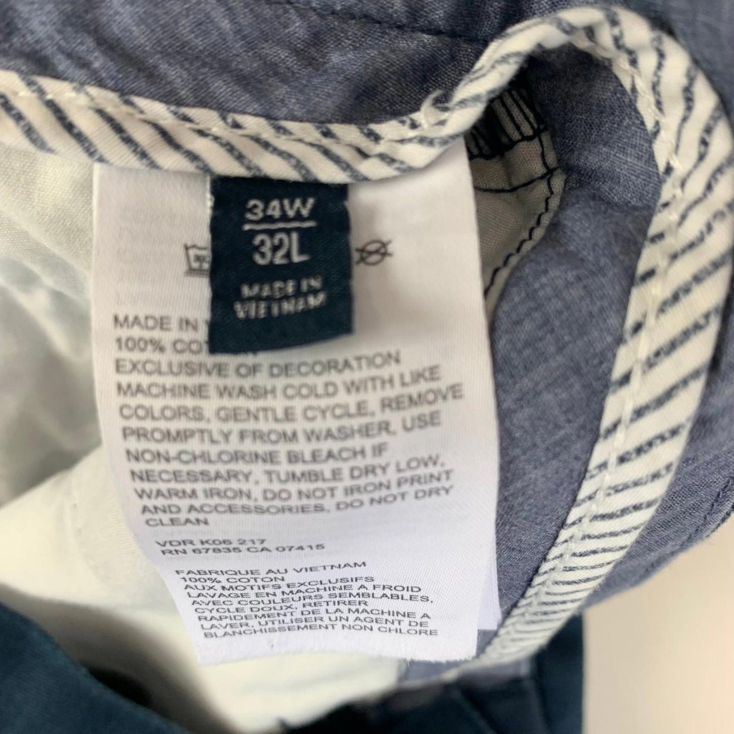 Nautica The Deck Pant Classic Chino Navy Blue Mens W34 L32