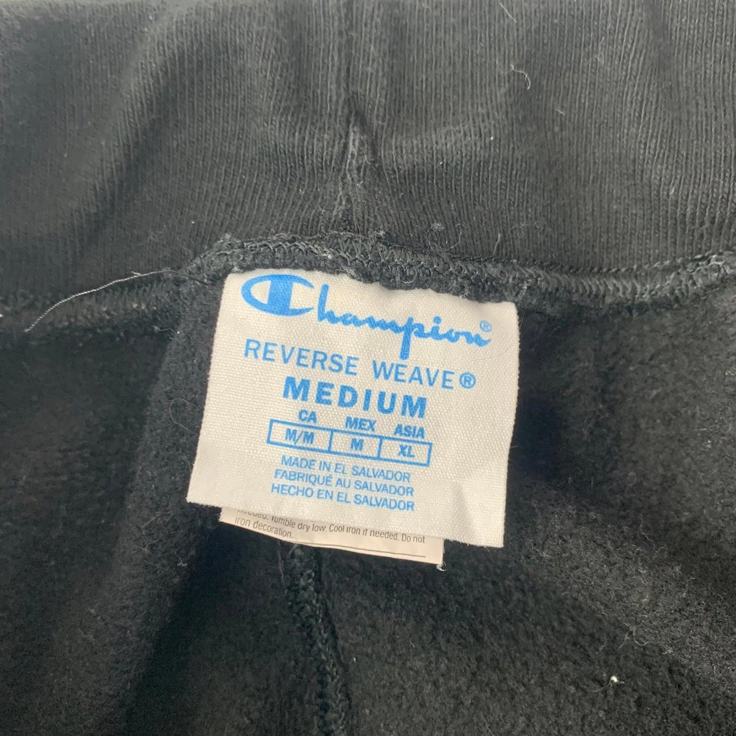 Champion Reverse Weave Joggers Black Logo Cuffed Sweatpants Mens Medium
