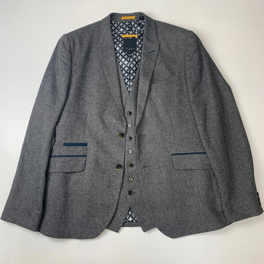Mens TED BAKER Suit Jacket & Waistcoat / Grey / Size 5 / XL